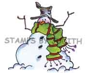 H-237 Stripe Scarf Snowman